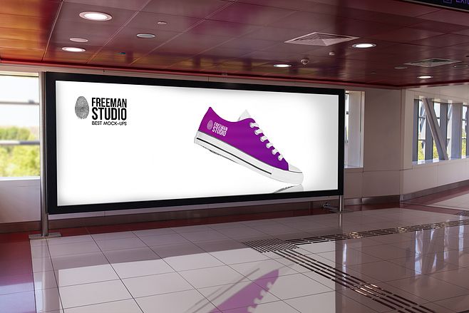 戶外燈箱展示效果圖建筑外墻廣告地鐵站臺(tái)海報(bào)PS樣機(jī)智能貼圖素材